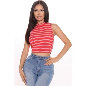 Red/white striped crop top